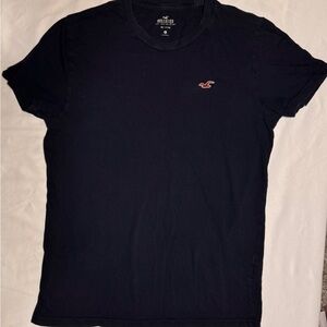 (S) HOLLISTER Navy Blue T-Shirt with Embroidered Seagull Logo